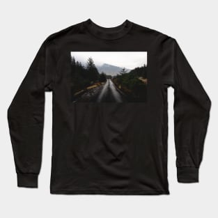 Empty Road To Scottish Highlands in Moody Cloudy Weather Isle of Skye Long Sleeve T-Shirt